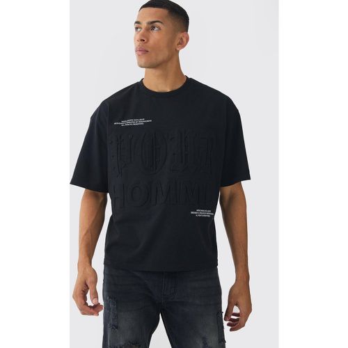 T-shirt squadrata oversize con stampa Homme in rilievo - boohoo - Modalova