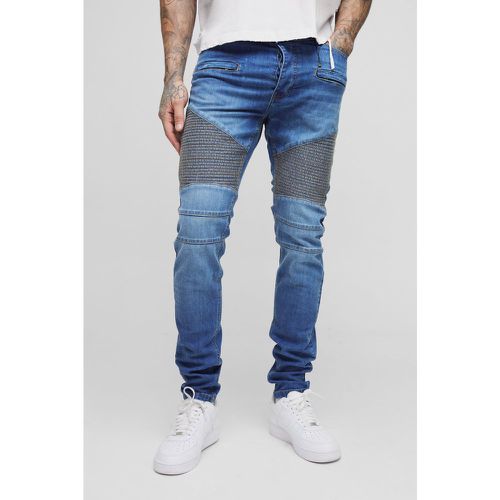 Jeans da biker Tall Skinny Fit strappati sul ginocchio - boohoo - Modalova