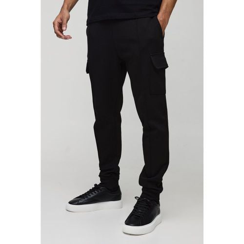 Pantaloni tuta Cargo Slim Fit pesanti Super Clean in maglia intrecciata - boohoo - Modalova