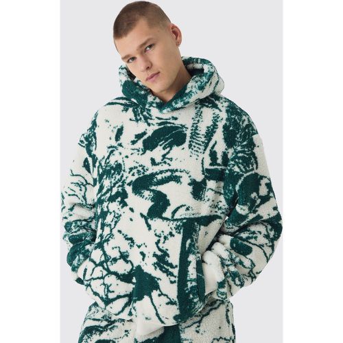 Sudadera Oversize Recta De Borreguito Con Capucha Y Estampado Gótico - boohoo - Modalova