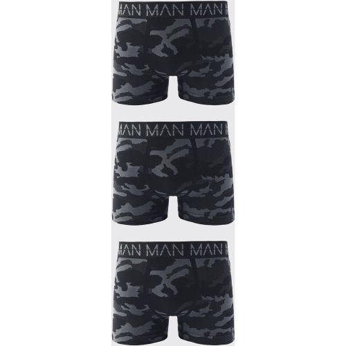 Boxer Man Active in fantasia militare senza cuciture - set di 3 paia - boohoo - Modalova