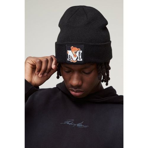 Varsity Bear Graphic Beanie, Nero - boohoo - Modalova