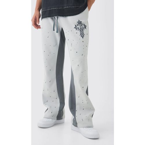 Pantalón Deportivo Holgado Con Refuerzo Y Salpicaduras De Pintura - boohoo - Modalova