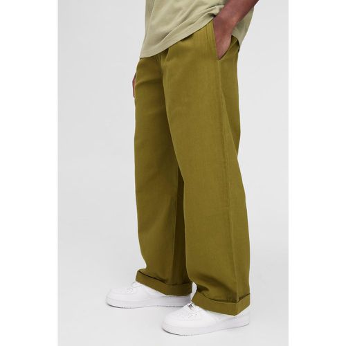 Pantalón Cargo Holgado Crop Con Cintura Elástica Y Vuelta En El Bajo - boohoo - Modalova