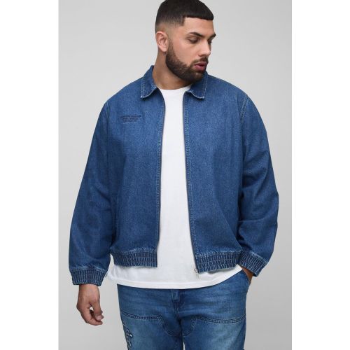 Plus Embroidered Denim Bomber Jacket - boohoo - Modalova