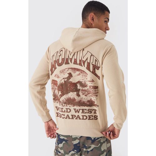 Sudadera Con Capucha, Cremallera Y Estampado Homme Western - boohoo - Modalova