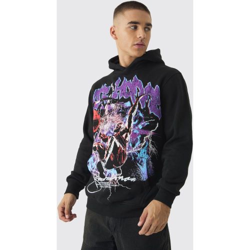 Sudadera Con Capucha Y Estampado En Relieve De Baloncesto Con Grafiti A Gran Escala - boohoo - Modalova