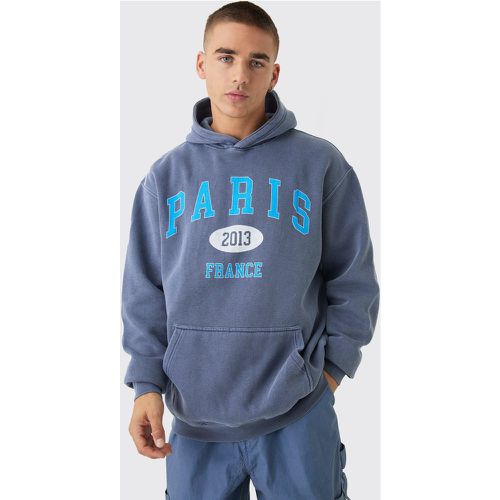 Sudadera Oversize Con Capucha Y Estampado Gráfico Universitario De Paris Desteñido - boohoo - Modalova