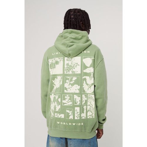 Sudadera Limited Edition Desteñida Con Capucha Y Estampado 3D Botánico - boohoo - Modalova