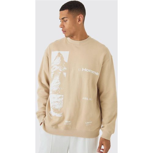 Oversized Homme Mountain Graphic Sweatshirt - boohoo - Modalova