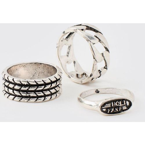 Pack De 3 Anillos Sello Plateados - boohoo - Modalova