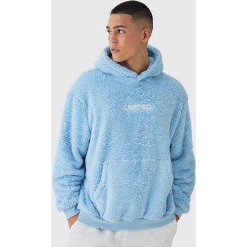 Sudadera Oversize De Borreguito Con Capucha Y Etiqueta De Tela - boohoo - Modalova