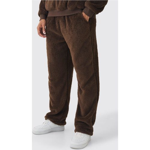 Pantaloni tuta dritti in pile borg Teddy - boohoo - Modalova