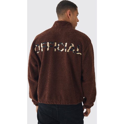 Sudadera Oversize Recta Official De Bouclé Con Estampado De Leopardo Y Cremallera 1/4 - boohoo - Modalova