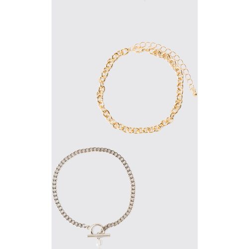 Pack De 2 Pulseras De Metal Mixto Con Colgante De Perlas - boohoo - Modalova