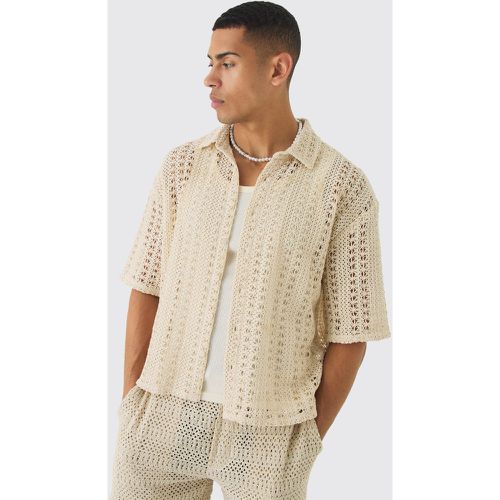 Camisa Recta De Croché Con Solapas - boohoo - Modalova