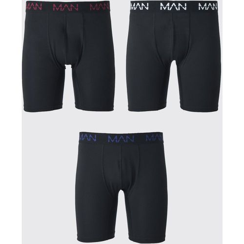 Boxer Man Active lunghi per alta performance da 7 pollici - set di 3 paia - boohoo - Modalova