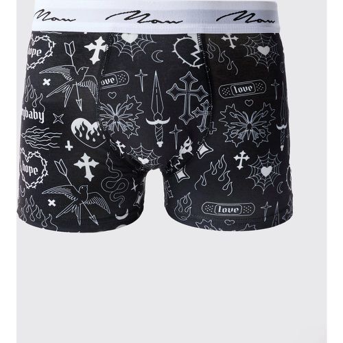 Boxer con stampa gotica e firma Man - boohoo - Modalova