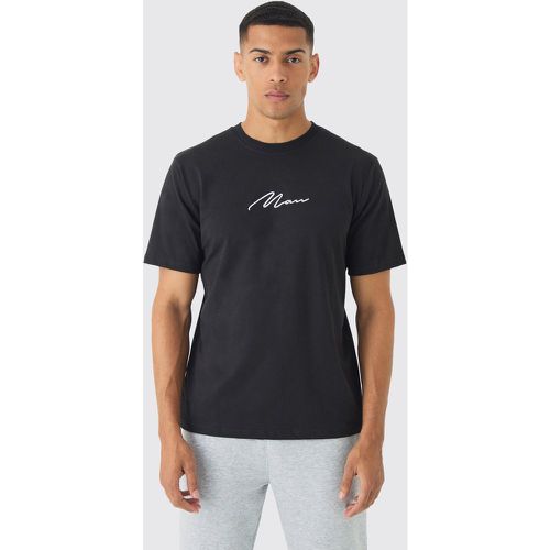 T-shirt con ricamo di firma Man - boohoo - Modalova