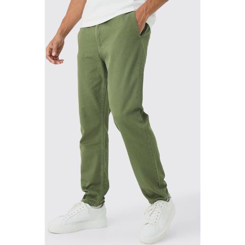 Pantaloni Chino affusolati color kaki con laccetti - boohoo - Modalova