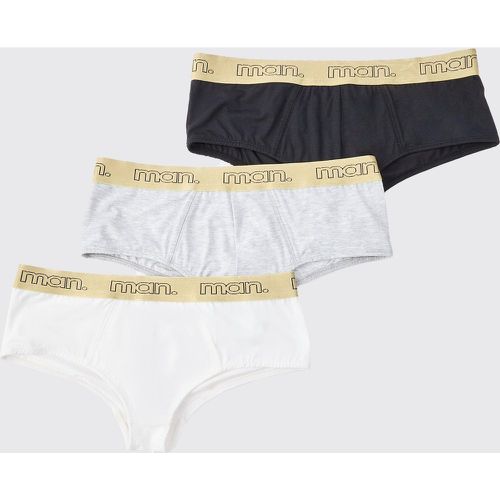 Slip color oro con firma Man e fascia in vita - set di 3 paia - boohoo - Modalova