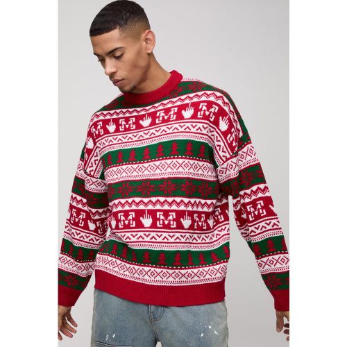 Jersey Regular Man Navideño Con Grecas - boohoo - Modalova