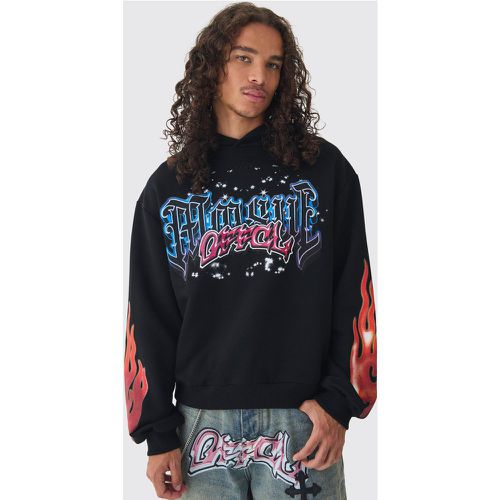 Sudadera Oversize Recta Con Capucha Y Estampado Gráfico Offcl - boohoo - Modalova