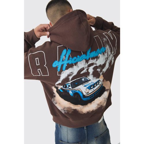 Sudadera Oversize Recta Con Capucha Y Estampado Gráfico De Rally Sobre Costuras - boohoo - Modalova