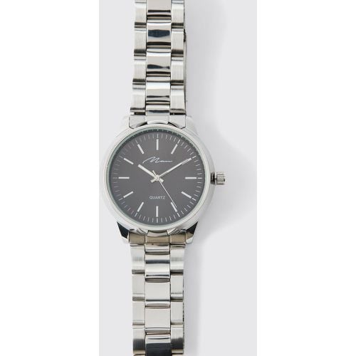 Reloj Clásico Con Firma Man, Gris - boohoo - Modalova