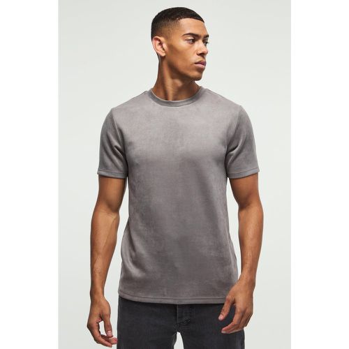 T-shirt Slim Fit in scamosciato spazzolato - boohoo - Modalova