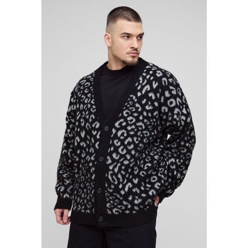 Cárdigan Tall Oversize De Punto Cardado Con Estampado De Leopardo - boohoo - Modalova