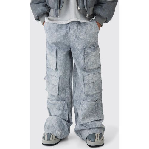 Pantalón Multi Cargo Grueso Con Cintura Elástica Y Lavado A La Piedra - boohoo - Modalova