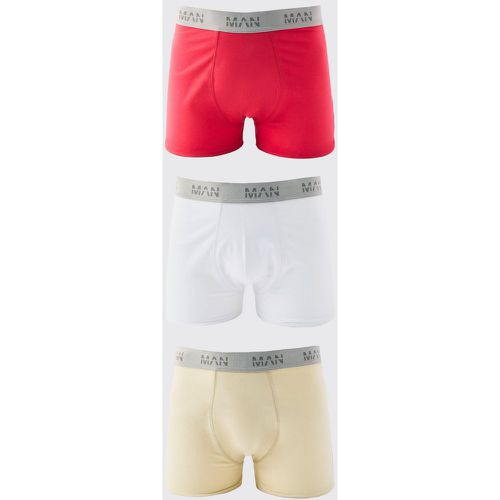 Boxer con logo Man e fascia in vita - set di 3 paia - boohoo - Modalova