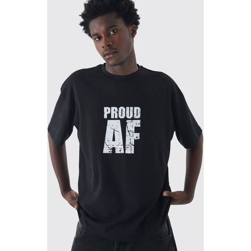 Camiseta Oversize Desgastada Con Estampado Proud Af Pride - boohoo - Modalova