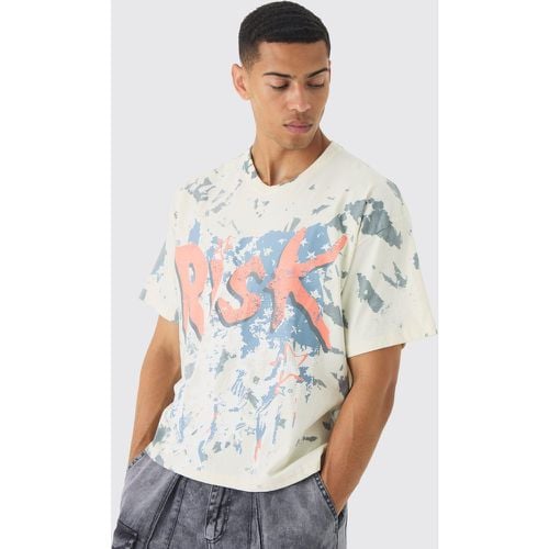 Camiseta Oversize Recta Gruesa Con Estampado De Risk - boohoo - Modalova