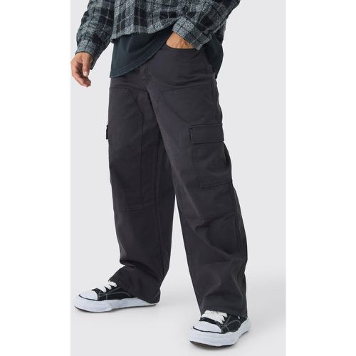 Pantalón Cargo Ancho De Sarga Estilo Carpintero Sobreteñido - boohoo - Modalova