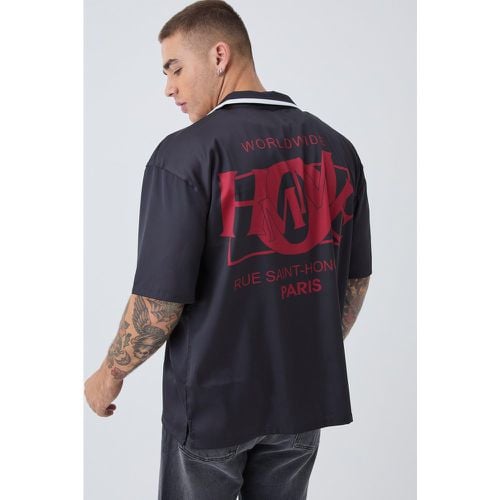 Camisa Oversize De Raso Con Estampado Homme - boohoo - Modalova