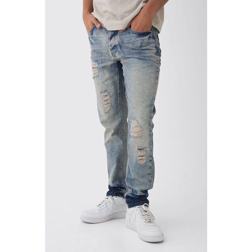 Jeans Slim Fit strappati con cuciture - boohoo - Modalova