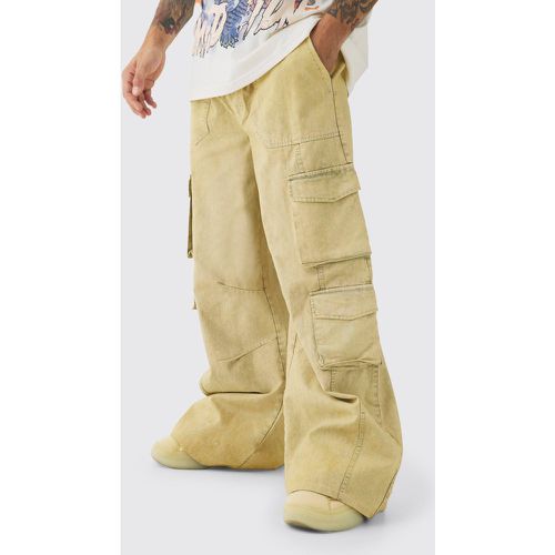 Pantaloni Cargo pesanti extra pesanti slavati con vita elasticizzata - boohoo - Modalova