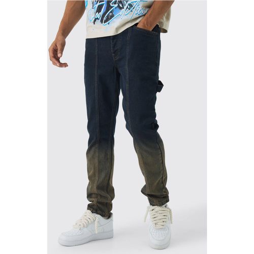 Jeans Slim Fit in denim rigido Carpenter sfumato con nervature - boohoo - Modalova