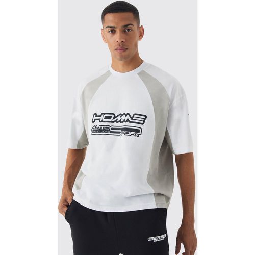 Camiseta Oversize Recta Con Estampado Homme De Motociclismo Y Panel De Estrellas - boohoo - Modalova