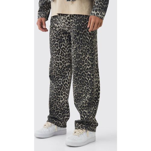 Jeans rilassati leopardati, Brown - boohoo - Modalova