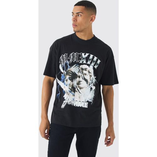 T-shirt oversize con grafica di statua di colomba e girocollo esteso - boohoo - Modalova