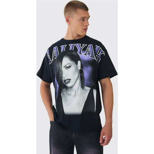 T-shirt oversize ufficiale con stampa Aaliyah e cuciture - boohoo - Modalova