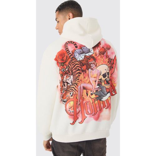 Sudadera Oversize Con Capucha Y Estampado Gráfico De Tatuaje En La Espalda - boohoo - Modalova