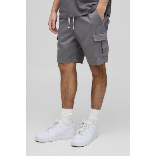 Pantaloncini Cargo Slim Fit grigi con vita elasticizzata - boohoo - Modalova