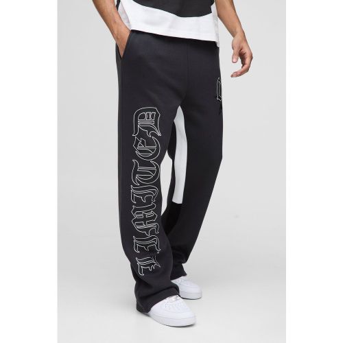 Pantaloni tuta rilassati a zampa Limited stile Varsity con stampa a stelle e inserti - boohoo - Modalova