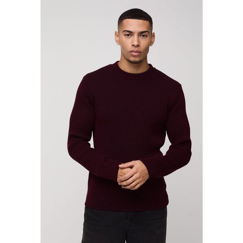 Maglione a girocollo Regular Fit in maglia a coste placcato - boohoo - Modalova