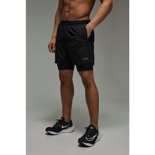 Pantaloncini Man Active Stretch 2 in 1 con griglia da 12 cm - boohoo - Modalova