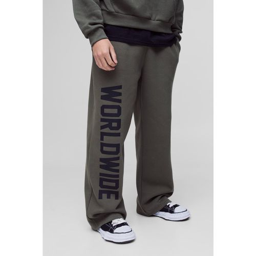 Pantalón Deportivo De Pernera Ancha Con Estampado Worldwide - boohoo - Modalova